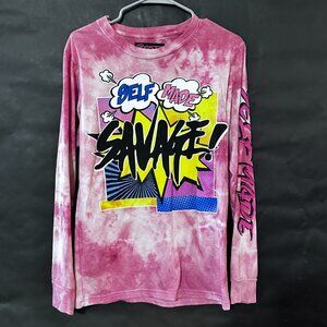 G-Str Shirt Tie Dyed Cotton Red Tee T-shirt Size Small G-Star Long Sleeve